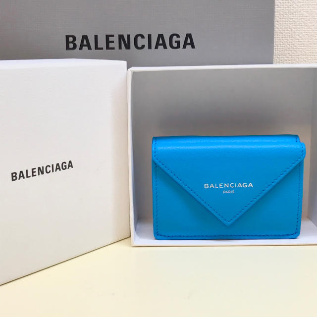 バレンシアガ ペーパーミニウォレット ブルー 財布 - 財布