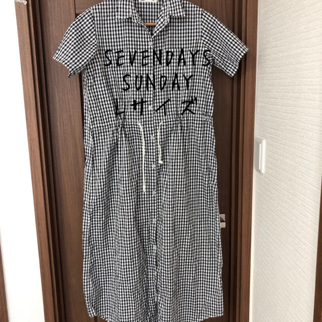 SEVENDAYS=SUNDAY(セブンデイズサンデイ)のSEVEN DAYS SUNDAY 黒 ギンガムチェック ワンピ L レディースのワンピース(ロングワンピース/マキシワンピース)の商品写真