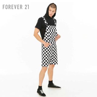 フォーエバートゥエンティーワン(FOREVER 21)のFOREVER21 フォーエバー21 【チェッカーデニムオーバーオール】メンズ(デニム/ジーンズ)