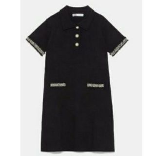 ザラ(ZARA)の【新品・タグ付】ZARA フェイクパールボタン付きワンピース(ひざ丈ワンピース)