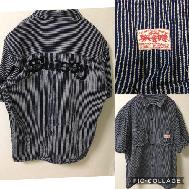 STUSSY(ステューシー)のstussy  ステゥーシー Lサイズ相当 ストライプシャツ  ワークシャツ メンズのトップス(シャツ)の商品写真