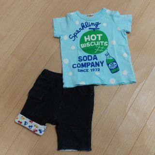 ホットビスケッツ(HOT BISCUITS)のミキハウス・ホットビスケッツのTシャツとパンツのセット８０☆ズボン(Ｔシャツ)