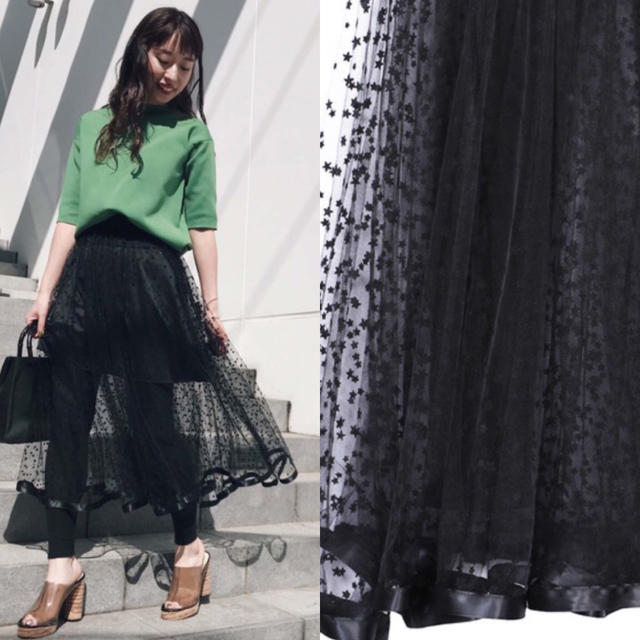 AMERI♡FLOCKY TWINKEL TULLE SKIRT♡黒