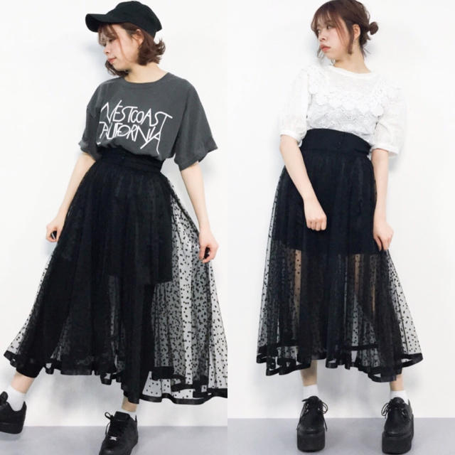 AMERI♡FLOCKY TWINKEL TULLE SKIRT♡黒
