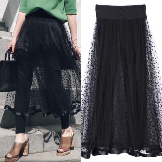 AMERI♡FLOCKY TWINKEL TULLE SKIRT♡黒