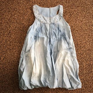 ザラキッズ(ZARA KIDS)のZARA kids デニムバルーンワンピース 110(ワンピース)