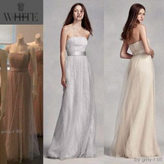 新品☆White by Vera Wang☆レース チュール ドレス,サッシュ付(ロングドレス)