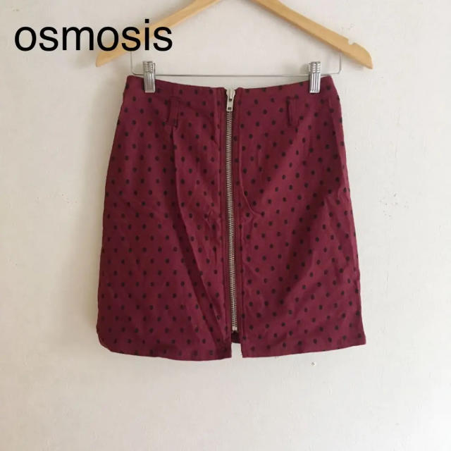 OSMOSIS(オズモーシス)のosmosis ドット タイトスカート 赤 レディースのスカート(ミニスカート)の商品写真