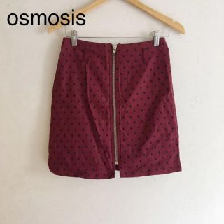 オズモーシス(OSMOSIS)のosmosis ドット タイトスカート 赤(ミニスカート)