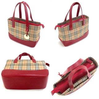 BURBERRY - バーバリー ノバチェック × 赤 ハンドバッグ 清楚系