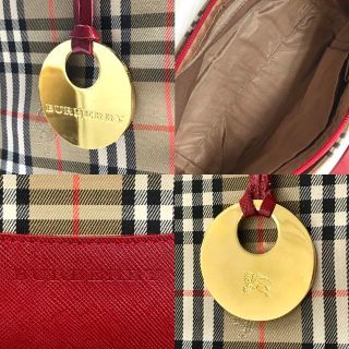 BURBERRY - バーバリー ノバチェック × 赤 ハンドバッグ 清楚系