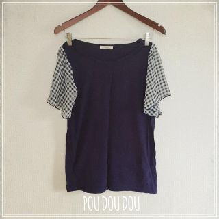 プードゥドゥ(POU DOU DOU)のPOUDOUDOU♡ギンガム袖カットソー(Tシャツ(半袖/袖なし))