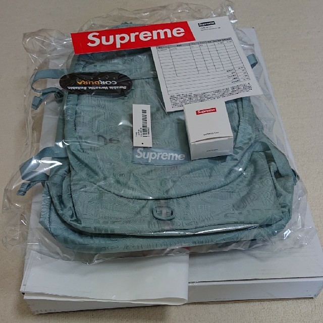 supreme 19ss backpack teal 水色