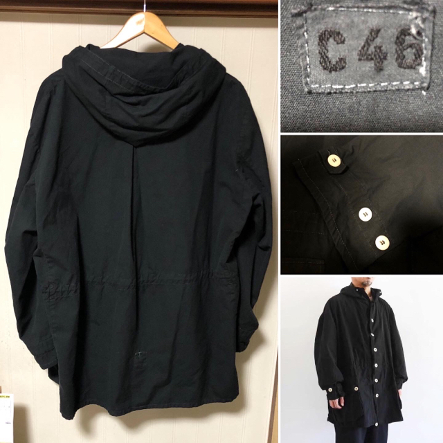 COMOLI(コモリ)のスウェーデン軍 M-62 スノーパーカー 後染め ブラック C46 メンズのトップス(Tシャツ/カットソー(半袖/袖なし))の商品写真