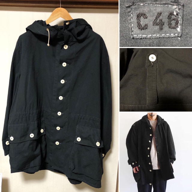 COMOLI(コモリ)のスウェーデン軍 M-62 スノーパーカー 後染め ブラック C46 メンズのトップス(Tシャツ/カットソー(半袖/袖なし))の商品写真