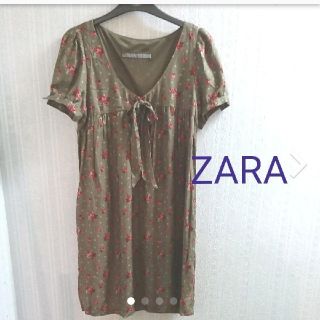 ザラ(ZARA)のZARA チュニックワンピース レトロローズ柄(チュニック)