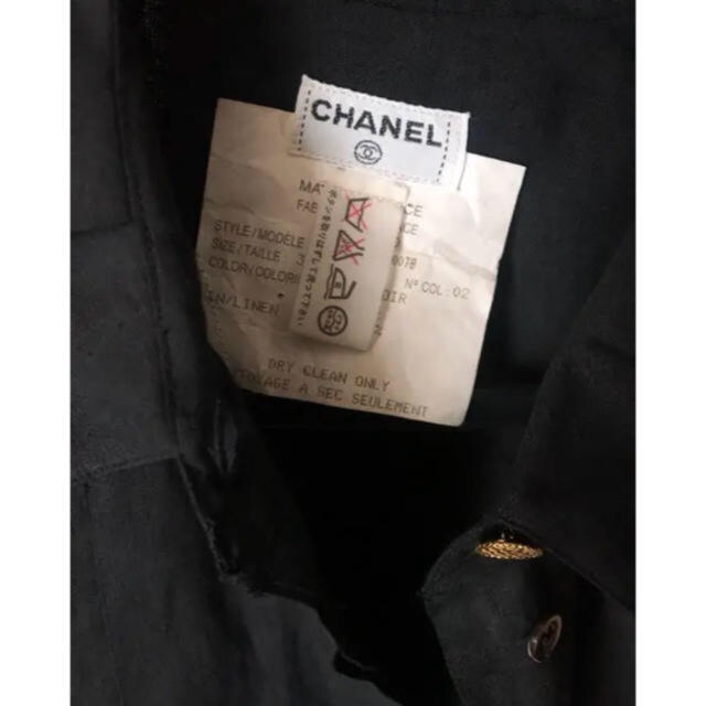 CHANEL(シャネル)の【値下げ】CHANEL ブラックシャツ ブラウス ヴィンテージ リネン レディースのトップス(シャツ/ブラウス(長袖/七分))の商品写真