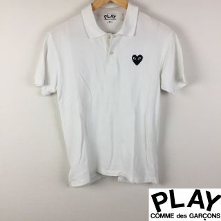 コムデギャルソン(COMME des GARCONS)の美品 プレイコムデギャルソン 半袖ポロシャツ ホワイト サイズM(ポロシャツ)