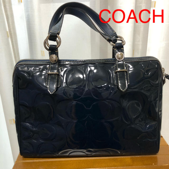 COACH(コーチ)のCOACH 2wayショルダーバッグ シグネチャー エナメル ネイビー レディースのバッグ(ショルダーバッグ)の商品写真