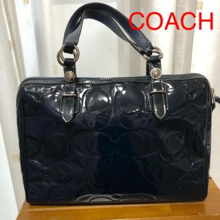 コーチ(COACH)のCOACH 2wayショルダーバッグ シグネチャー エナメル ネイビー(ショルダーバッグ)