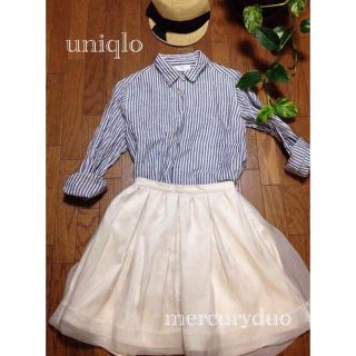 ユニクロ(UNIQLO)のリネンストライプシャツ(シャツ/ブラウス(長袖/七分))