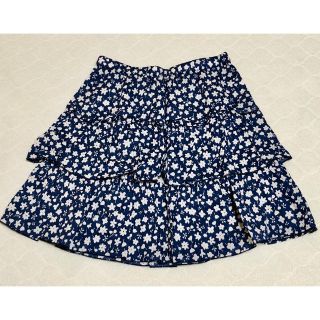 ユニクロ(UNIQLO)の小花柄コットンスカート(紺×白)145〜155cm♪(スカート)