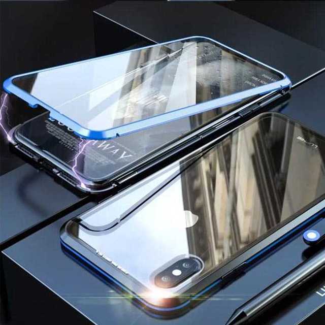 360° 保護 iPhone XR 全面保護 ケース マグネット 両面ガラスの通販 by トシ's shop｜ラクマ