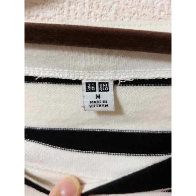 UNIQLO(ユニクロ)のUNIQLO　ボートネックTシャツ　ボーダーM レディースのトップス(Tシャツ(長袖/七分))の商品写真