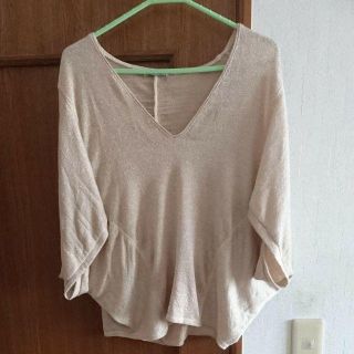 ザラ(ZARA)のZARA ラメ ゴールド カットソー トップス(カットソー(長袖/七分))