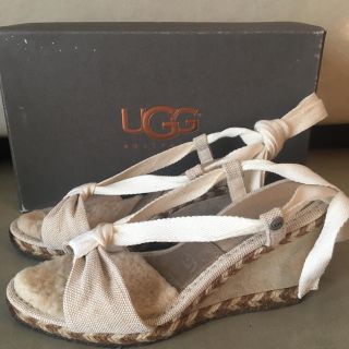 アグ(UGG)のUGG♡ムートンアンドリネンエスパドリーユ美品Amelie(サンダル)