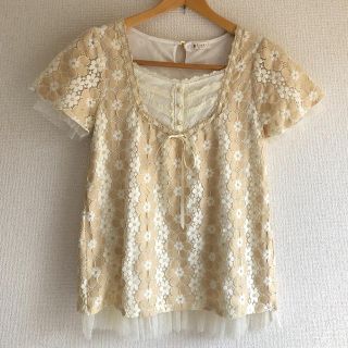 アクシーズファム(axes femme)の【美品】axes femme〈アクシーズファム〉フラワーレースチュニックブラウス(チュニック)