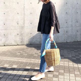 スピックアンドスパン(Spick & Span)の★新品 GU ジーユー 美シルエット ティアードブラウス ブラック(シャツ/ブラウス(長袖/七分))