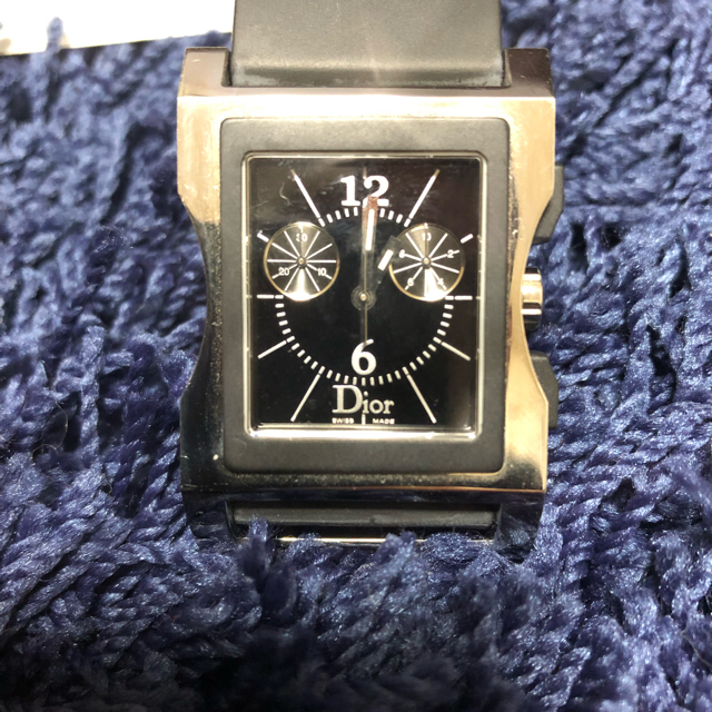 オリジナル Dior - シルバー ブラック Dior クオーツ ラバー クロノグラフ メンズ ディオール 腕時計(アナログ)