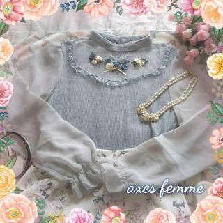 アクシーズファム(axes femme)の♡axes femme アクシーズファーム♡お花☆肩シフォンブラウス♡(シャツ/ブラウス(長袖/七分))