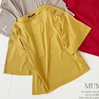 シマムラ(しまむら)のしまむら  MUMU  肩ボタントップス  イエロー M(カットソー(半袖/袖なし))