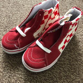 ヴァンズ(VANS)のバンズ キッズ スニーカー SK8HI 赤 フラッガーチェック 子供用 20cm(スニーカー)