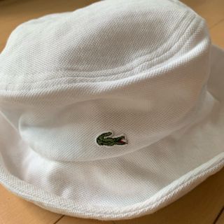 ラコステ(LACOSTE)のラコステ レディス 57センチ 鹿の子 パロシャツ地 ハット 白 ホワイト(ハット)