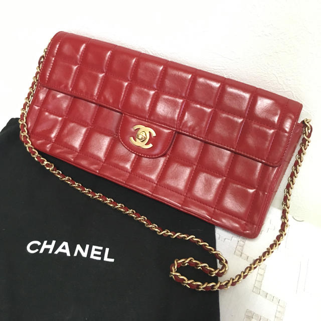 CHANEL シャネル チェーンショルダーバッグ  赤 レッド  USED