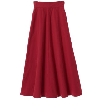 アメリヴィンテージ(Ameri VINTAGE)のCLANE MAXI FLARE SKIRT レッド(ロングスカート)