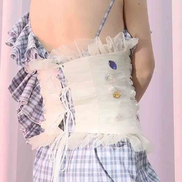 ビジュー&フリル&メッシュのサッシュベルト レディースのファッション小物(ベルト)の商品写真