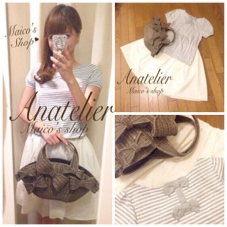 アナトリエ(anatelier)の美品♡anatelierリボントップス(カットソー(半袖/袖なし))