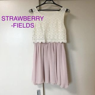 ストロベリーフィールズ(STRAWBERRY-FIELDS)の値下げ レースシフォンワンピース 美品(ひざ丈ワンピース)