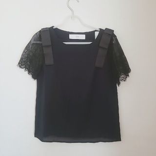 トッコ(tocco)のtocco closet 袖レースブラウス ネイビー(シャツ/ブラウス(半袖/袖なし))