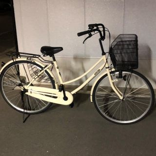 26インチ  ママチャリ  アイボリー  大型メッシュカゴ  美品(自転車本体)