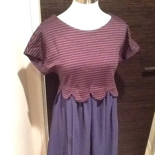 ドットアンドストライプスチャイルドウーマン(Dot&Stripes CHILDWOMAN)のドットストライプ★値下げ送料こみ(ひざ丈ワンピース)