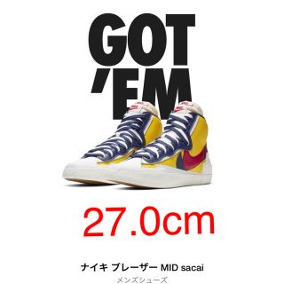 サカイ(sacai)のNIKE×ブレザーMID SACAI  27.0cm ジョースター様専用商品(スニーカー)