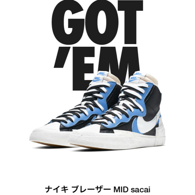 28cm NIKE BLAZER MID sacai