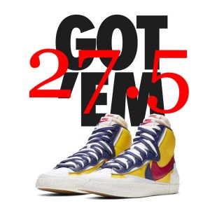 ナイキ(NIKE)のNIKE sacai Blazer Mid Yellow×Navy 27.5(スニーカー)