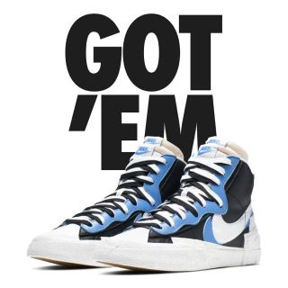 ナイキ(NIKE)の込 28 Nike x sacai / Blazer Mid ブルー(スニーカー)