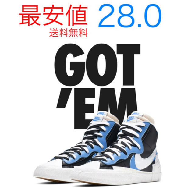 NIKE ブレザー MID SACAI 28.0CM ナイキ - スニーカー